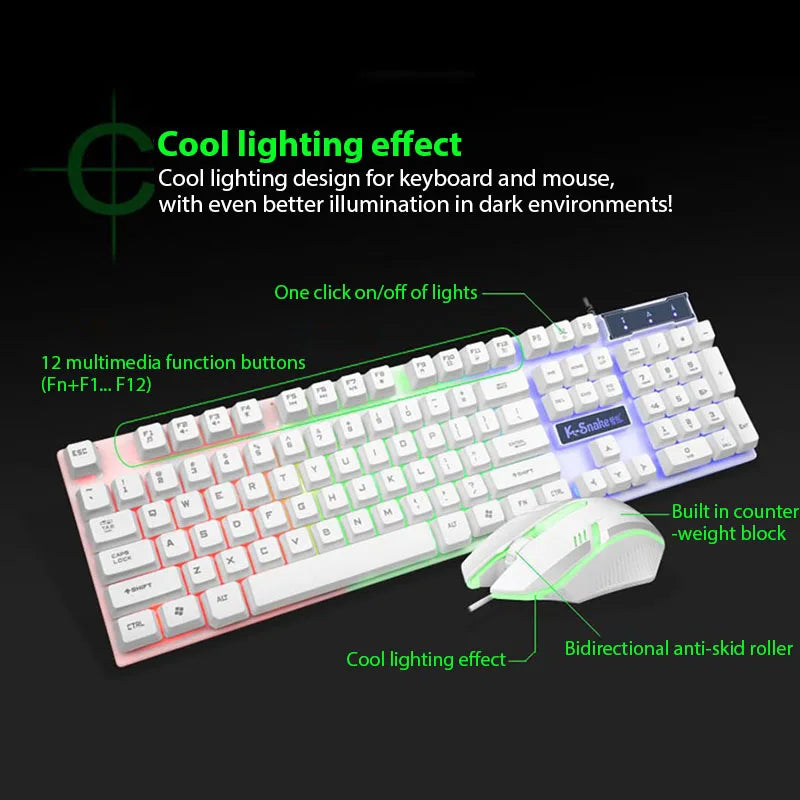 Luminous Waterproof Gaming Keyboard & Mouse Set